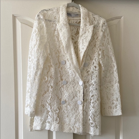 Zara Jackets & Blazers - Zara Elegant White Lace Blazer